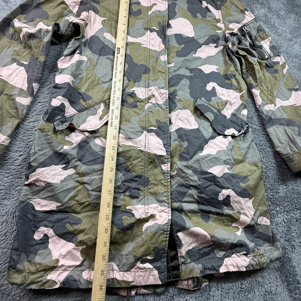 Divided H & M Women's Snap Zip Utility Camo Jacket Pockets Drawstring Pink 8 - Picture 8 of 8